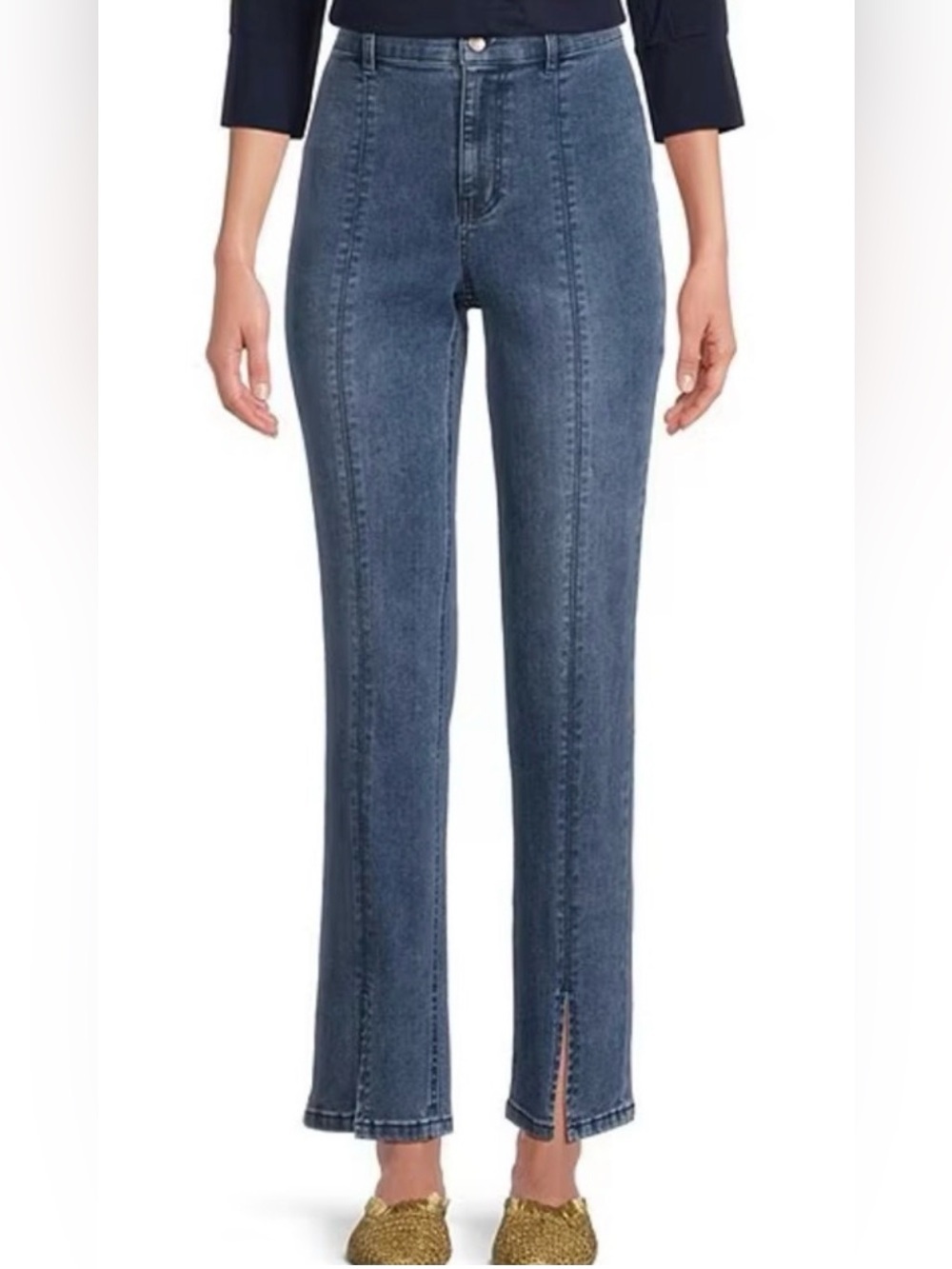 J.McLaughlin Rainey Jeans in Indigo Wash Straight Leg Split Hem , size 6